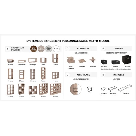Étagère haute 4 cases Mix N Modul Naturel - Five