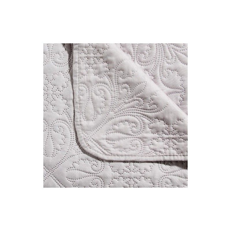 Dessus de lit arabesque et 2 taies d\'oreiller Ivoire Atmosphera