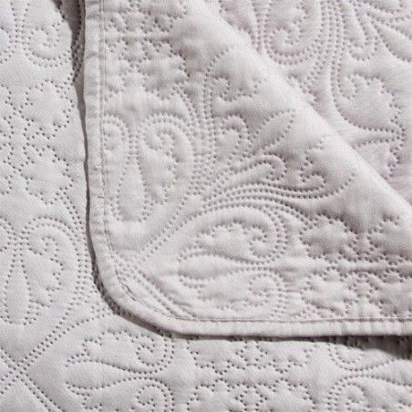 Dessus de lit arabesque et 2 taies d\'oreiller Ivoire Atmosphera