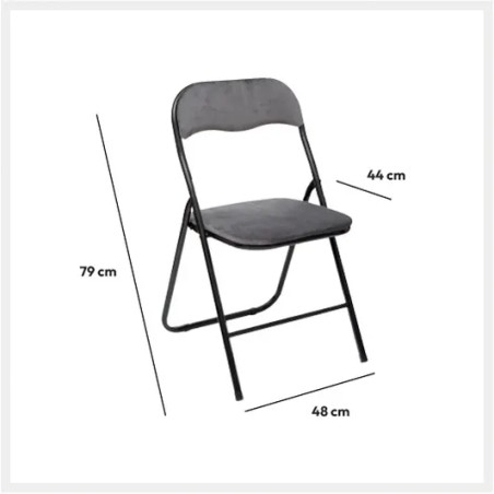 Chaise Pliante Velours Grise Five
