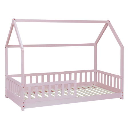 Ensemble Lit Cabane Bosco Rose + Matelas enfant 90x190 Laïba Kids