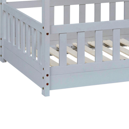 Ensemble Lit Cabane Bosco Gris + Matelas enfant 90x190 Laïba Kids
