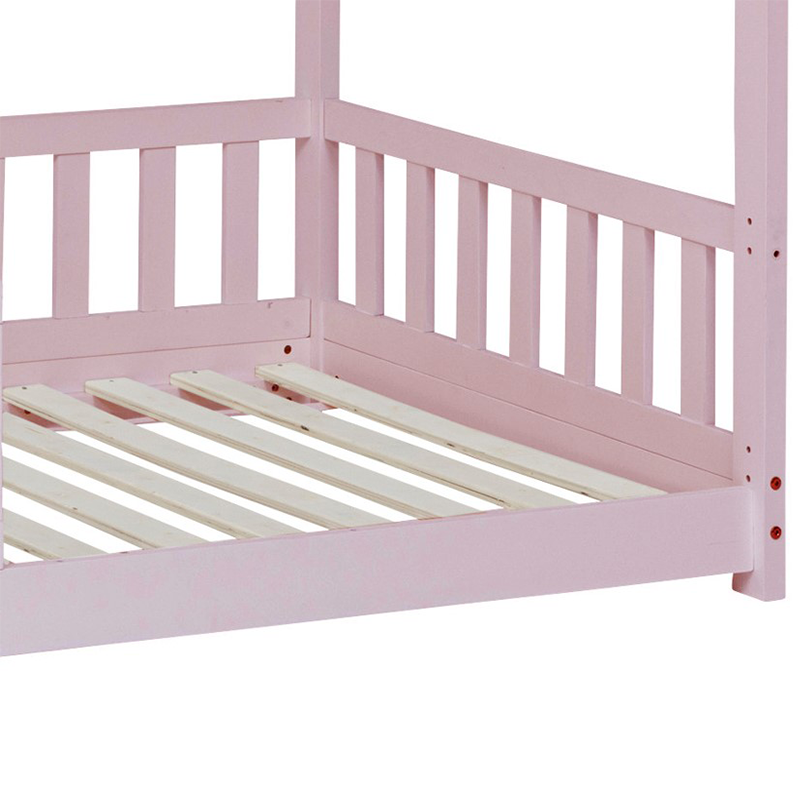 Ensemble Lit Cabane Bosco Rose + Matelas enfant 90x190 Laïba Kids