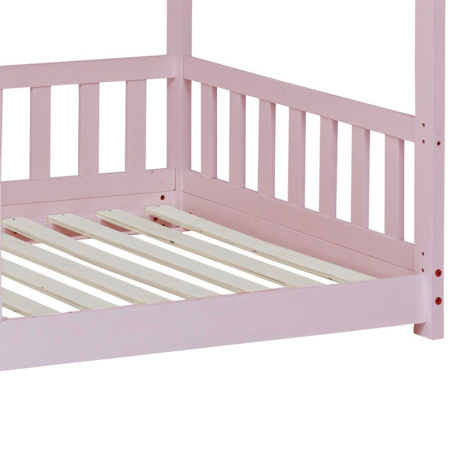 Ensemble Lit Cabane Bosco Rose + Matelas enfant 90x190 Laïba Kids