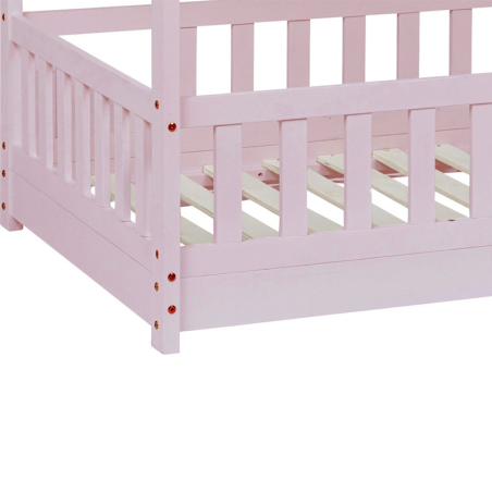 Lit Cabane Enfant Bosco 90x190 Rose Laïba Kids
