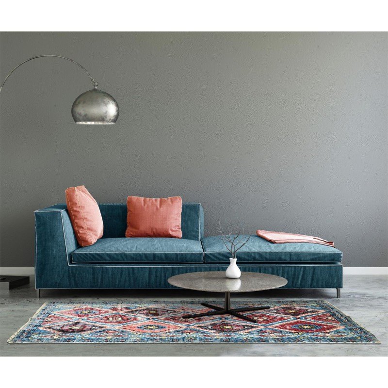 Tapis deco ethnique Agra 120x170 Bleu Home Deco Factory