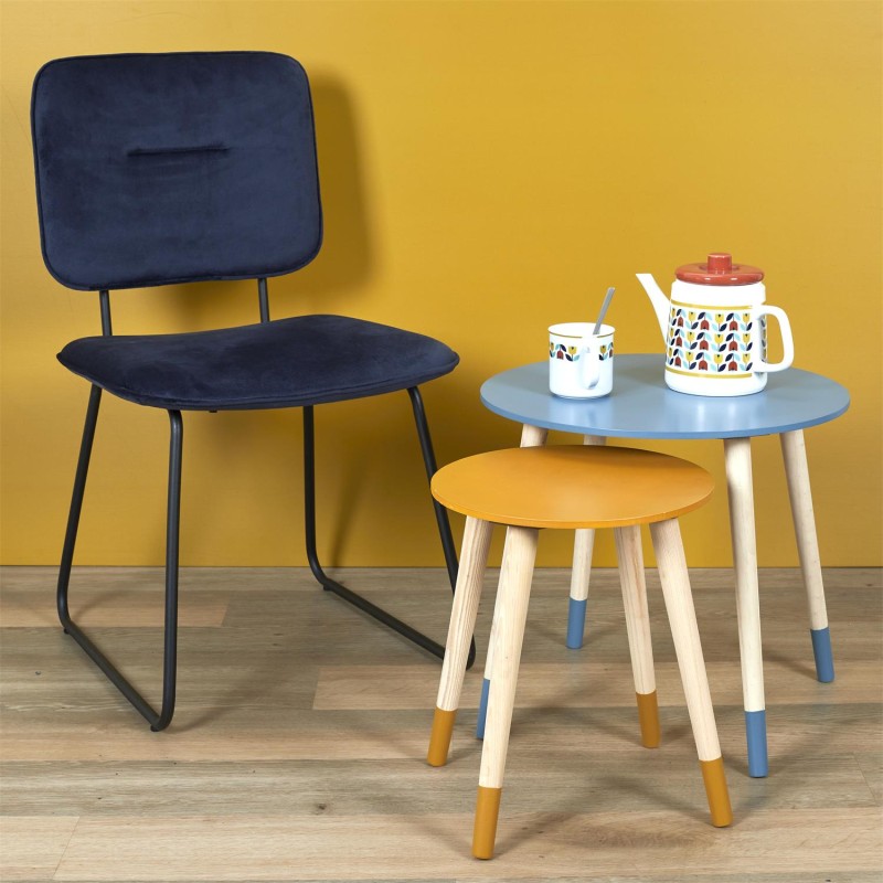 Lot de 2 tables gigognes Bicolore Jaune Bleu Home Deco Factory