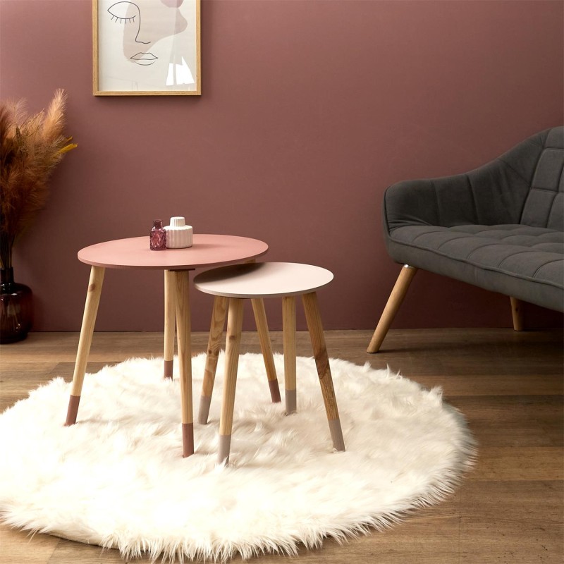 Lot de 2 tables gigognes Bicolore Rose Home Deco Factory