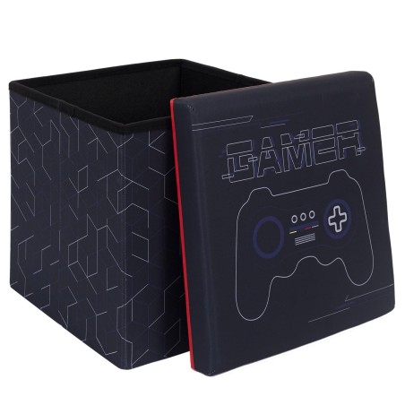 Pouf pliable Gamer Noir Rouge Home Deco Factory