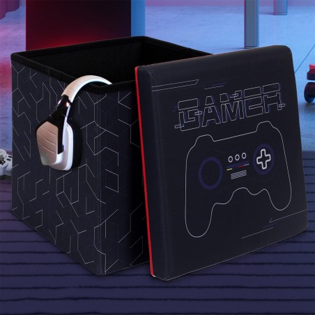 Pouf pliable Gamer Noir Rouge Home Deco Factory