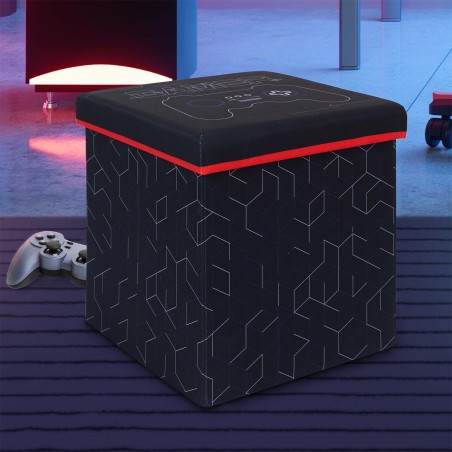 Pouf pliable Gamer Noir Rouge Home Deco Factory