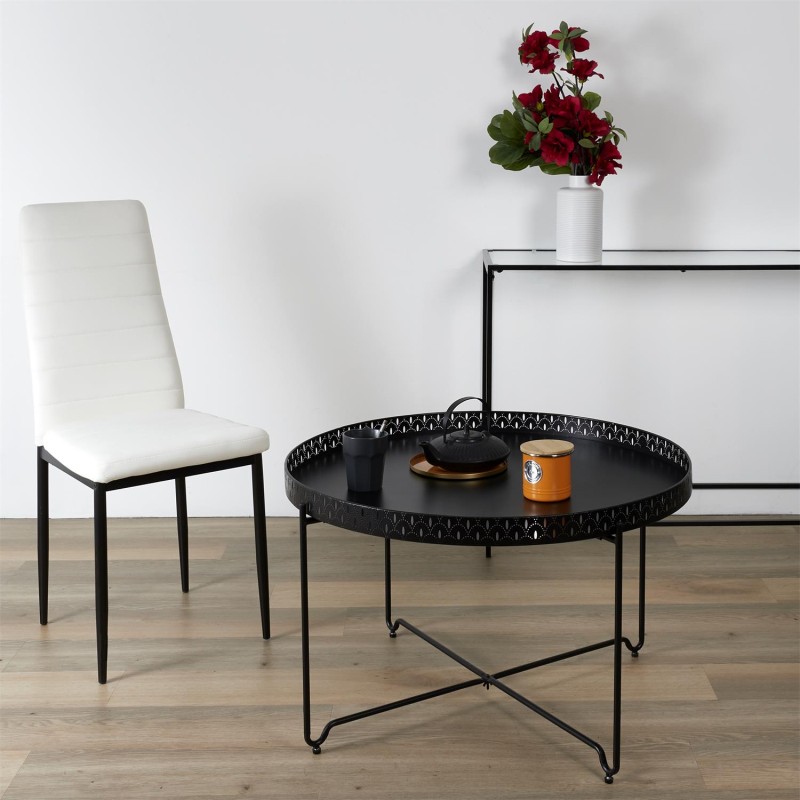 Table D'appoint plateau rond Seville Noire Home Deco Factory