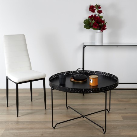 Table D'appoint plateau rond Seville Noire Home Deco Factory