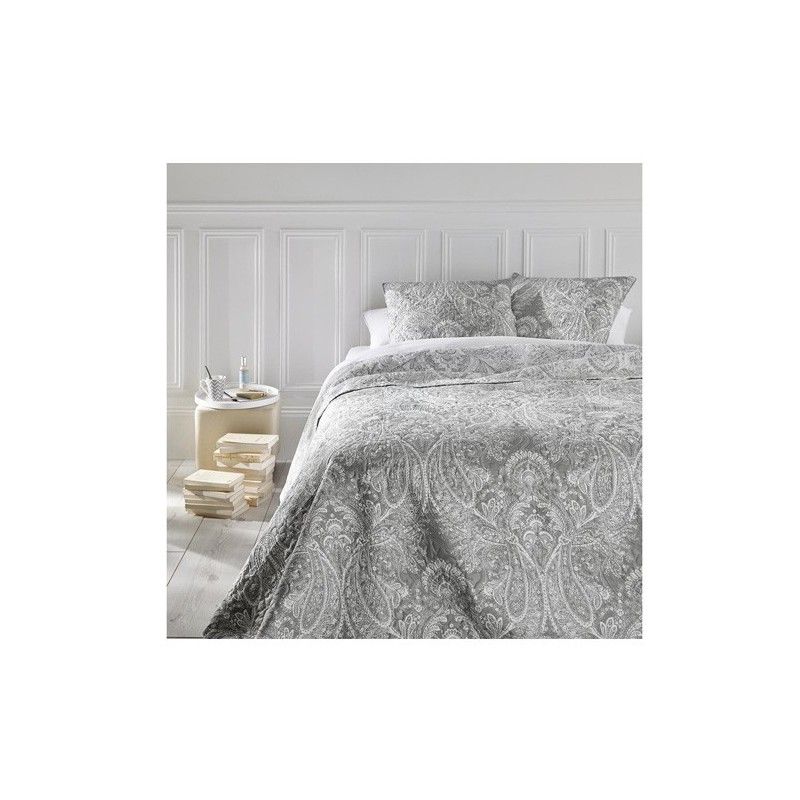 Dessus de lit Marie avec 2 taies d\'oreillers 240 x 260 cm Gris clair Atmosphera