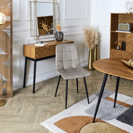 Chaise Mateo En Velours Taupe Home Deco Factory