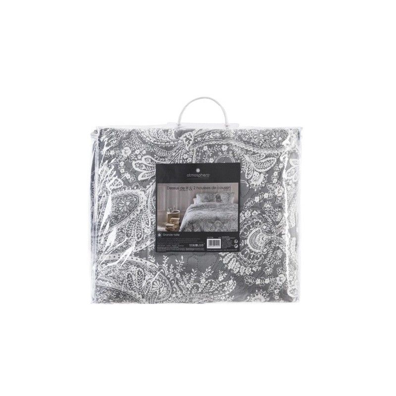 Dessus de lit Marie avec 2 taies d\'oreillers 240 x 260 cm Gris clair Atmosphera