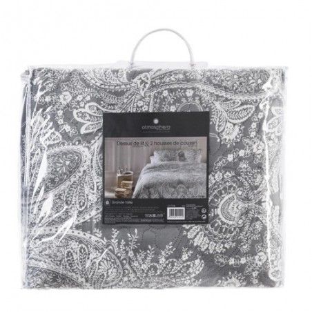 Dessus de lit Marie avec 2 taies d\'oreillers 240 x 260 cm Gris clair Atmosphera