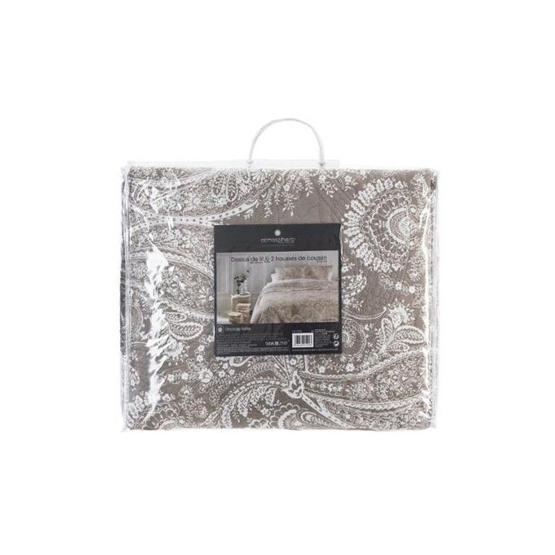 Dessus de lit Marie avec 2 taies d\'oreillers 240 x 260 cm Gris clair Atmosphera