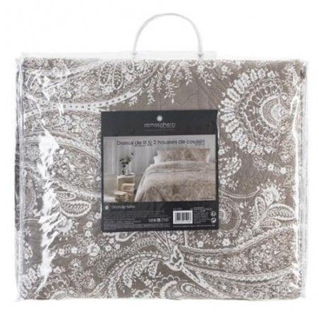 Dessus de lit Marie avec 2 taies d\'oreillers 240 x 260 cm Gris clair Atmosphera