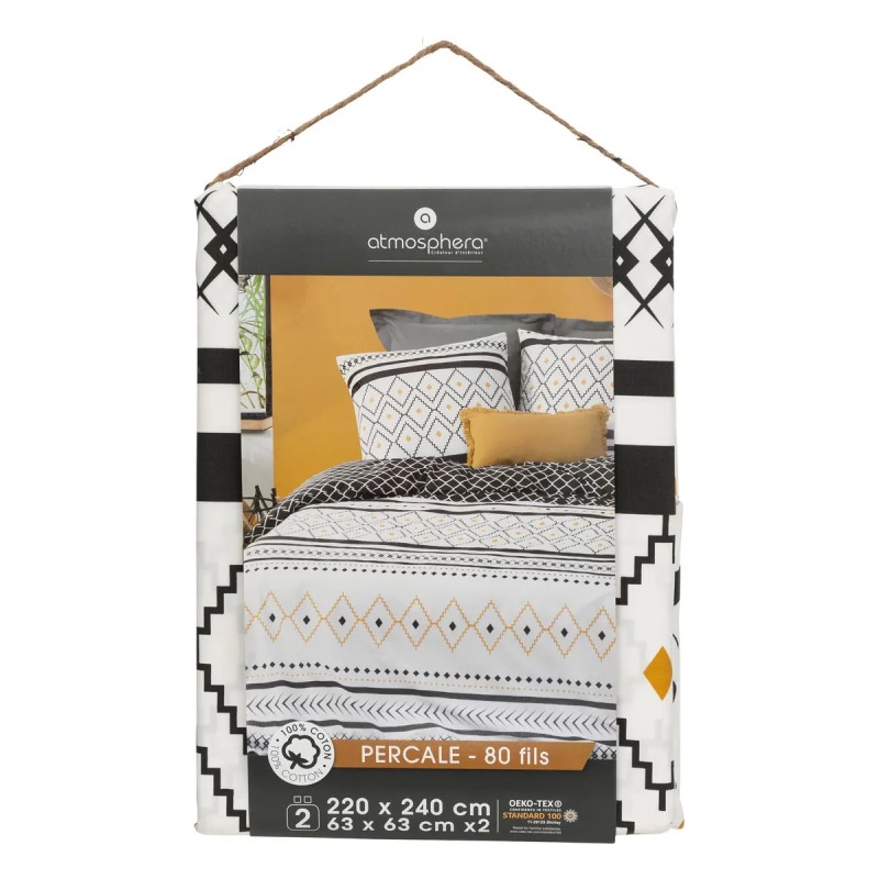 Parure de lit imprimée Etniss percale 240x220 - Atmosphera