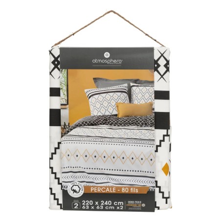 Parure de lit imprimée Etniss percale 240x220 - Atmosphera