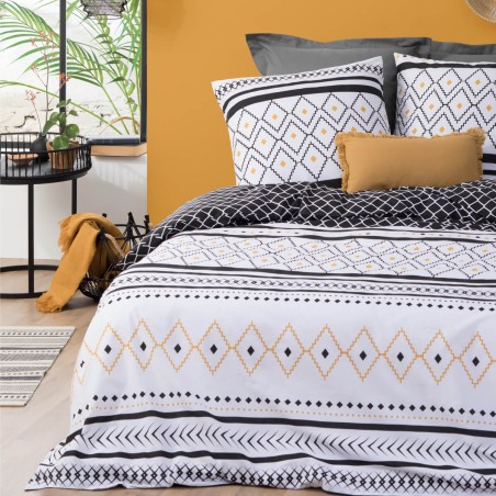 Parure de lit imprimée Etniss percale 240x220 - Atmosphera