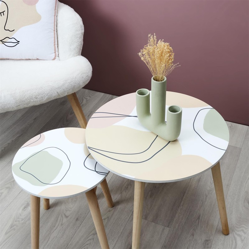 Lot de 2 tables gigognes Poésie Multicolore Home Deco Factory