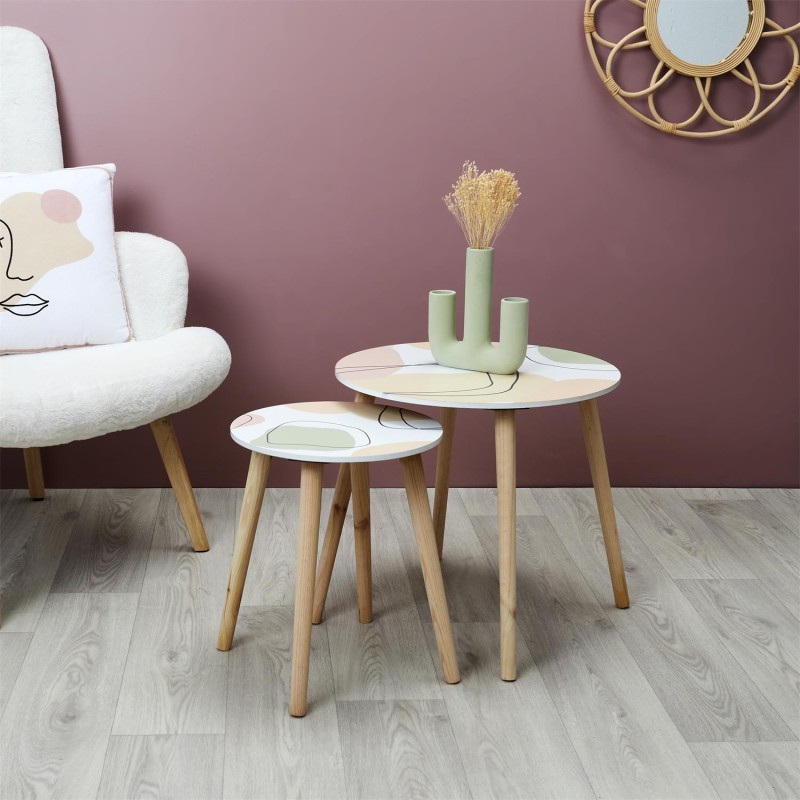 Lot de 2 tables gigognes Poésie Multicolore Home Deco Factory
