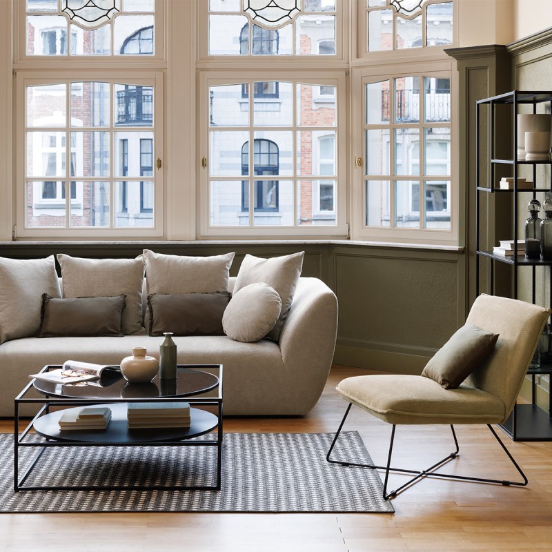 Fauteuil En Velours Moana Beige Atmosphera