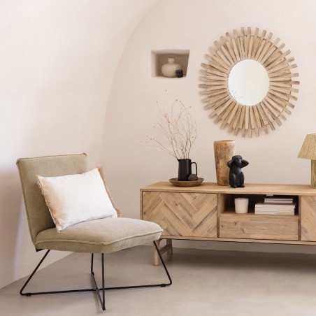 Fauteuil En Velours Moana Beige Atmosphera