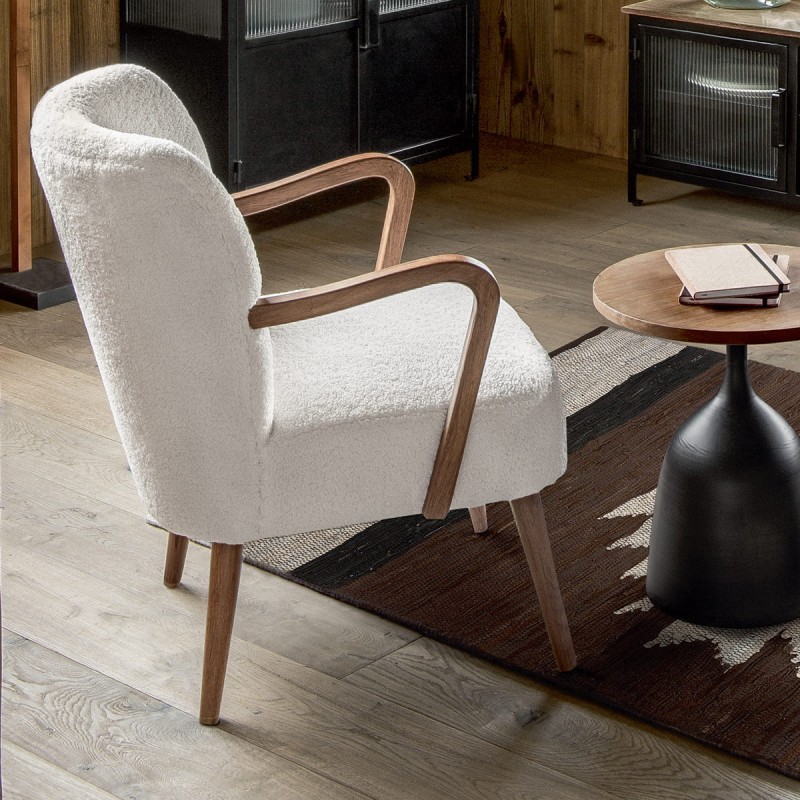 Fauteuil Chiara Bouclette Blanc Atmosphera