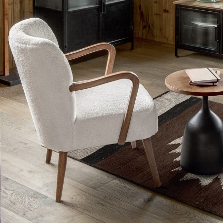 Fauteuil Chiara Bouclette Blanc Atmosphera
