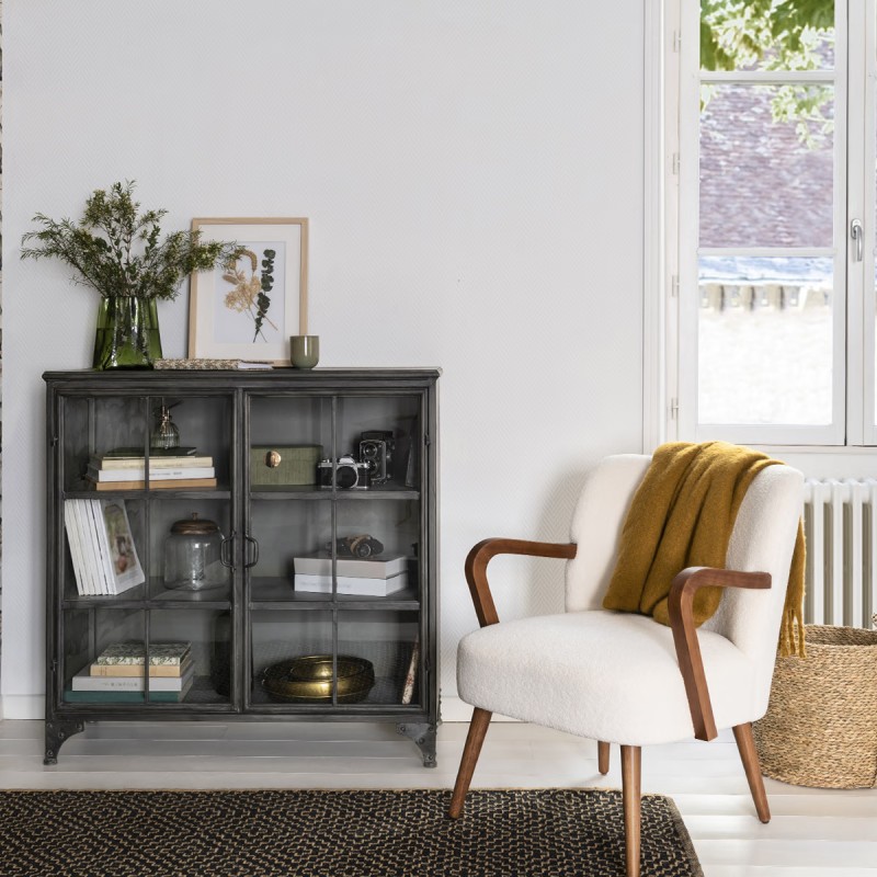 Fauteuil Chiara Bouclette Blanc Atmosphera