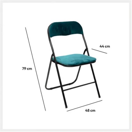 Lot De 6 Chaises En Velours Pliantes Bleu Canard - Five
