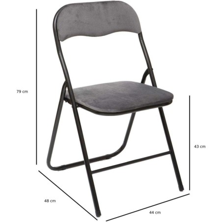 Lot De 6 Chaises En Velours Pliantes Gris - Five