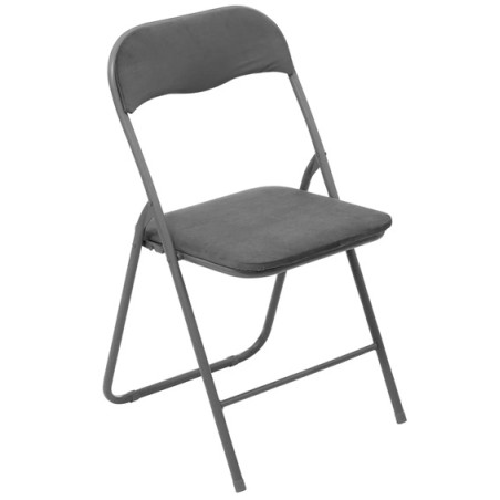 Lot De 6 Chaises En Velours Pliantes Gris - Five