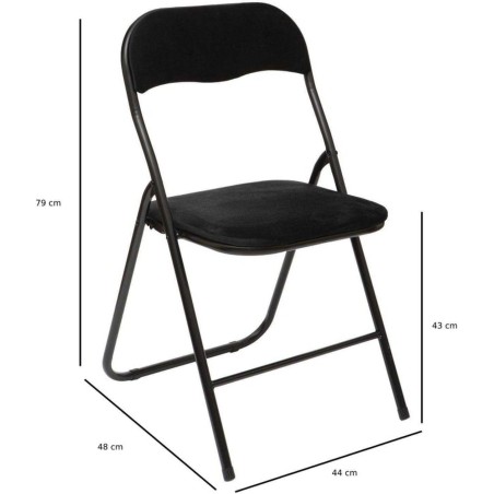 Lot De 6 Chaises En Velours Pliantes Noires - Five