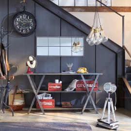 Lampe Projecteur En Métal Et Bois Noire - Atmosphera 2