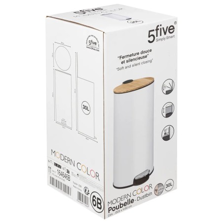Poubelle À Pédale Modern 30 L Blanc Five