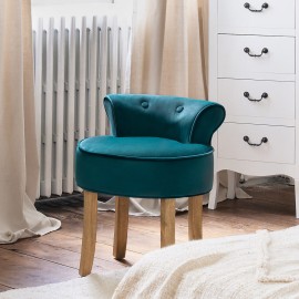Tabouret En Velours Firmin Bleu Canard Atmosphera 2