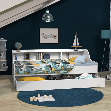 Lit enfant avec rangements Galaxie Des Rêves 90x190 Blanc Laiba Kids