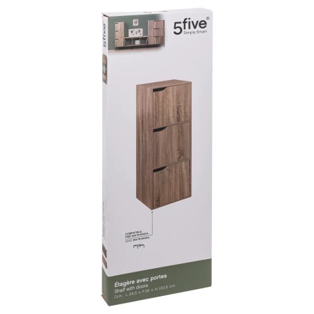 Etagère 3 cases avec portes Naturel Five