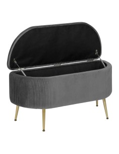 Banc Coffre Solaro En Velours Gris Atmosphera 2