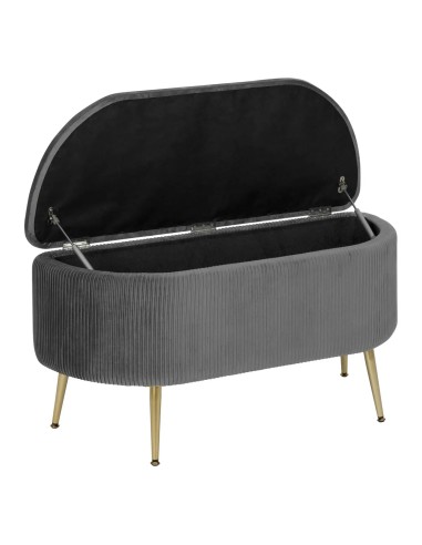 Banc Coffre Solaro En Velours Gris Atmosphera
