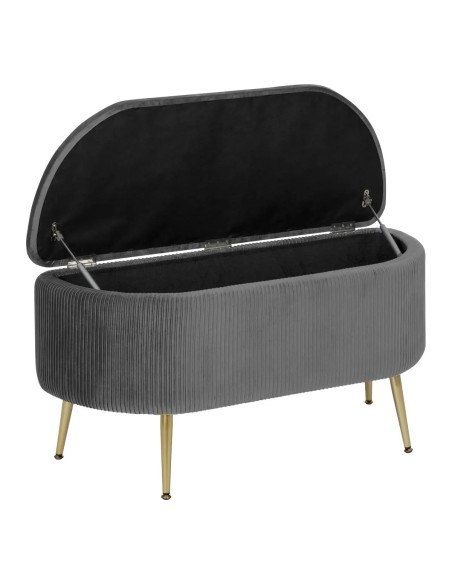 Banc Coffre Solaro En Velours Gris Atmosphera