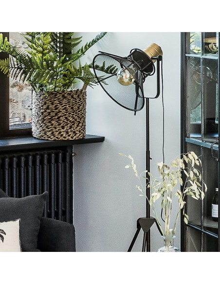 Lampadaire Trépied Rodo En Métal Noire Atmosphera