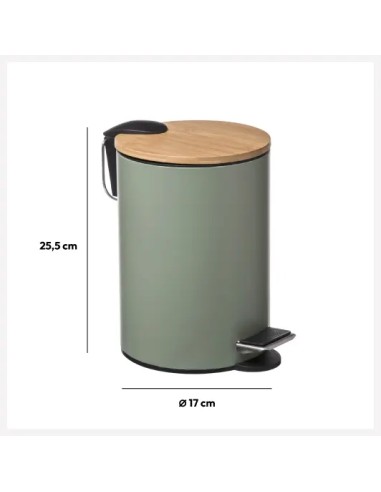 Poubelle à pédale Trio 3L Vert Kaki Five