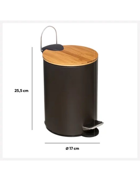 Poubelle à pédale Trio 3L Noire Five