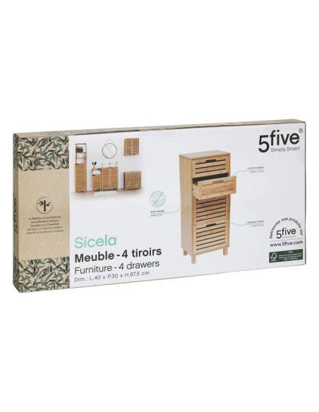 Meuble 4 Tiroirs Sicela En Bambou Marron Five