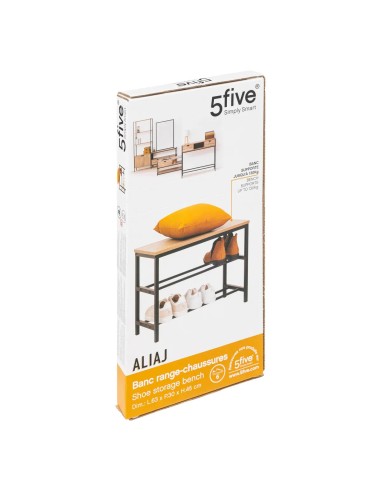 Meuble Range Chaussures Banc 2 niveaux Aliaj Noir Five